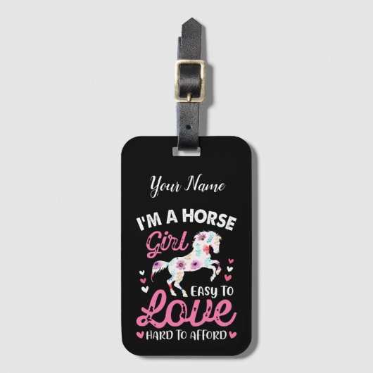 私は余裕を持って懸命を愛する馬の少女簡単 ラゲッジタグ (正面縦)