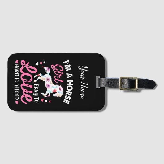 私は余裕を持って懸命を愛する馬の少女簡単 ラゲッジタグ (正面横)