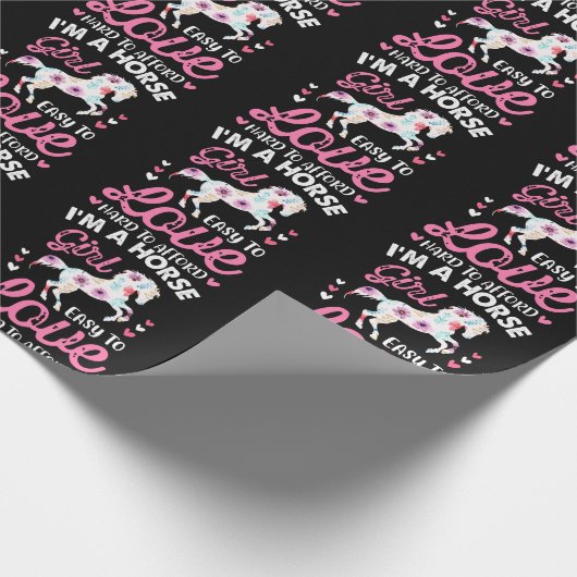 私は余裕を持って懸命を愛する馬の少女簡単 ラッピングペーパー (角)