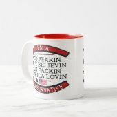 私は保守的だ ツートーンマグカップ (正面左)