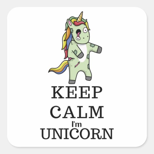 私は保Unicorn Halloween zombieである スクエアシール (正面)