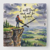 私は信じて恐れない。イザヤ12:2 スクエア壁時計 (正面)