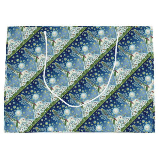 私は信じクリスマスのユニコーン大きな抱き枕 ラージペーパーバッグ (正面)