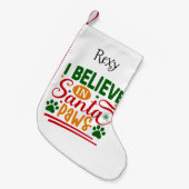私は信じサンタポーズペパーソナライズされたットテーマ スモールクリスマスストッキング (正面 (吊り時))