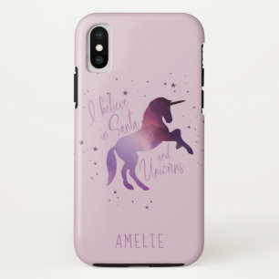 私は信じユニコーンとサンタ銀河系クリスマスに住んでいる iPhone X ケース