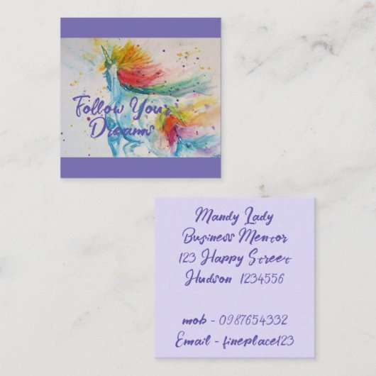 私は信じユニコー後を追ンの夢に現れる スクエア名刺 (正面/裏面)