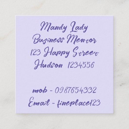 私は信じユニコー後を追ンの夢に現れる スクエア名刺 (裏面)