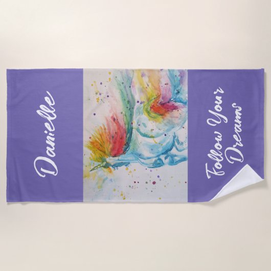 私は信じユニコー後を追ンの夢に現れる ビーチタオル (正面)