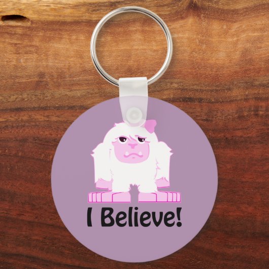 私は信じ可愛い漫画の女の子イェティ キーホルダー (正面)