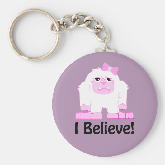 私は信じ可愛い漫画の女の子イェティ キーホルダー (正面)