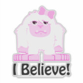 私は信じ可愛い漫画の女の子イェティ シール (正面)