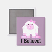 私は信じ可愛い漫画の女の子イェティ マグネット (正面/裏面)