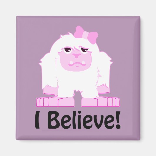 私は信じ可愛い漫画の女の子イェティ マグネット (正面)