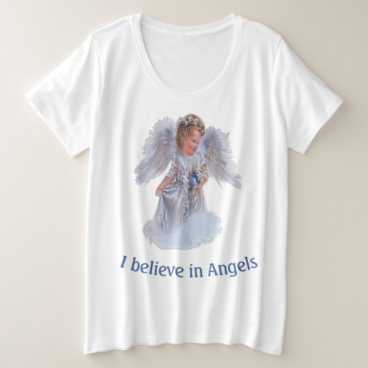 私は信じ天使だ プラスサイズTシャツ (デザイン正面)