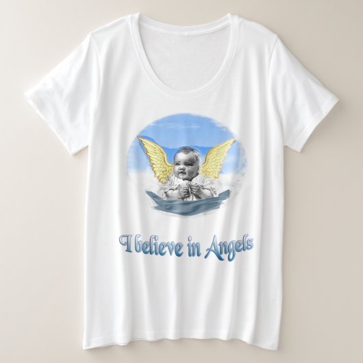 私は信じ天使だ プラスサイズTシャツ (デザイン正面)