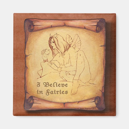 私は信じ妖精のスケッチ マグネット (正面)