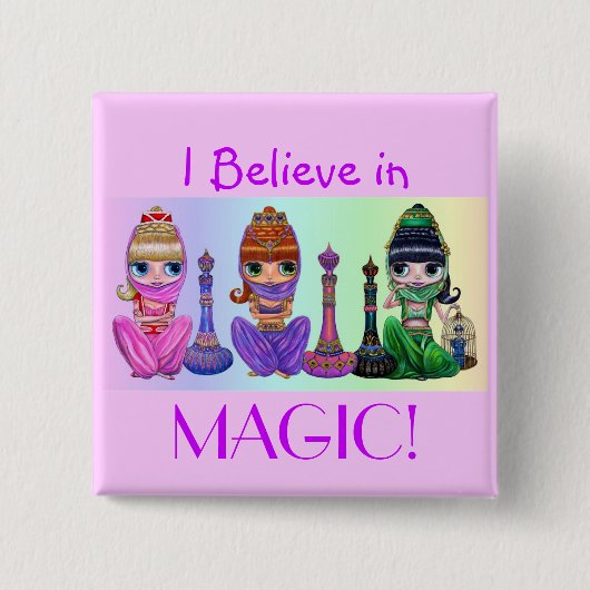 私は信じ魔法だ!かわいい小さなジェニー人形 缶バッジ (正面)