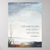 私は信仰によって歩く秋スピリチュアル水色 ポスター (正面)