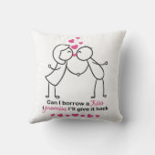 私は借りますキスのかわいいカップルのデザインをできます クッション (裏面)