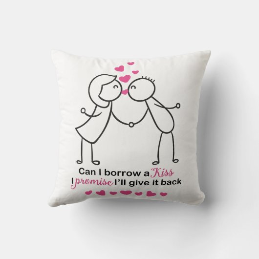 私は借りますキスのかわいいカップルのデザインをできます クッション (裏面)