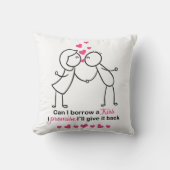 私は借りますキスのかわいいカップルのデザインをできます クッション (正面)