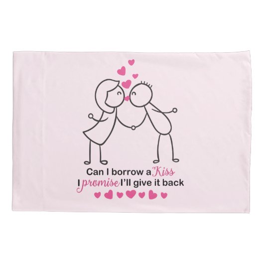 私は借りますキスのかわいいカップルのデザインをできます 枕カバー (裏面)