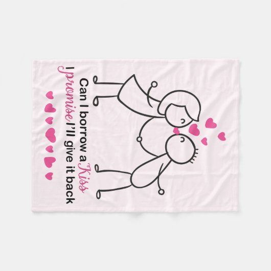 私は借りますキスのかわいい恋人のデザインをできます フリースブランケット (正面(横))