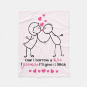 私は借りますキスのかわいい恋人のデザインをできます フリースブランケット (正面)