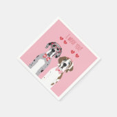 私は偉大なダン犬ピンクの赤を愛している スタンダードカクテルナプキン (角)