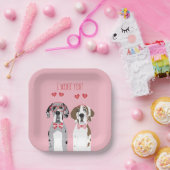 私は偉大なダン犬ピンクの赤を愛している ペーパープレート (パーティー)