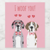 私は偉大なダン犬ピンクの赤を愛している ワインラベル (シングルラベル)