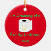 私は健康なクリスマスの夢を見ている セラミックオーナメント (裏面)