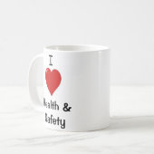 私は健康及び安全オフィスのマグを愛します コーヒーマグカップ (正面左)