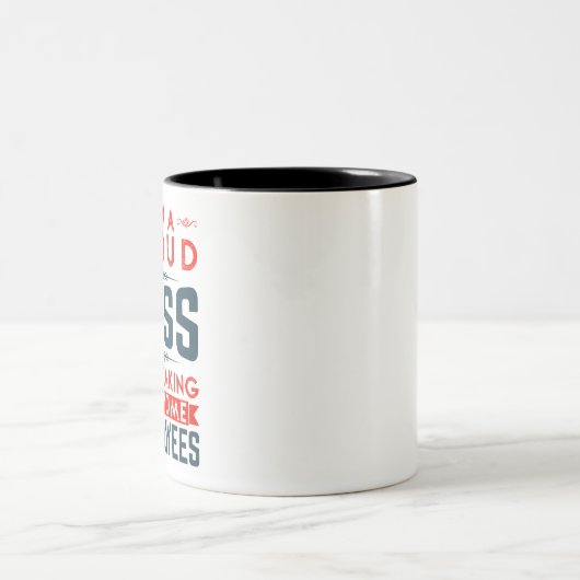 私は働き者誇りを持ったのボスで素晴らしある ツートーンマグカップ (中央)