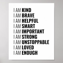 私は優しくて勇敢だ |前向き引用文 ポスター
