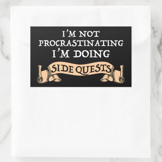 私は先延ばしではない – 私はサイドクエストをしている 長方形シール (バッグ)