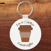 私は先生だ。私はコーヒーが必要だ。 キーホルダー (正面)