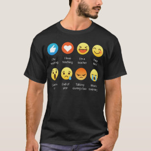 私は先生のEmojiの顔文字におもしろいなティーを教えることを愛します Tシャツ