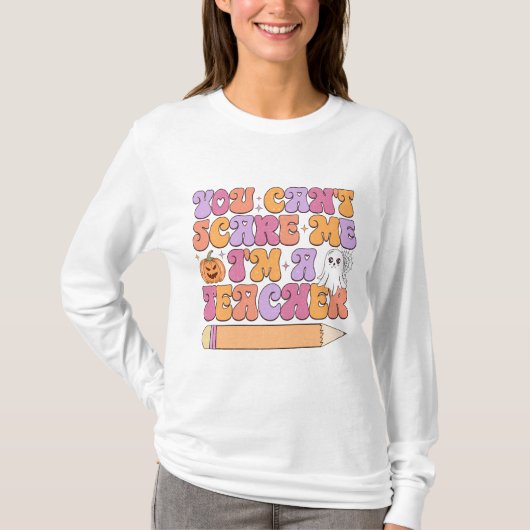 私は先生ハロウィーン長袖 Tシャツ (正面)