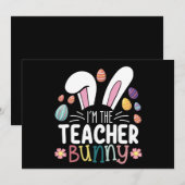 私は先生バニー・イースター・マッチング 招待状 (正面/裏面)