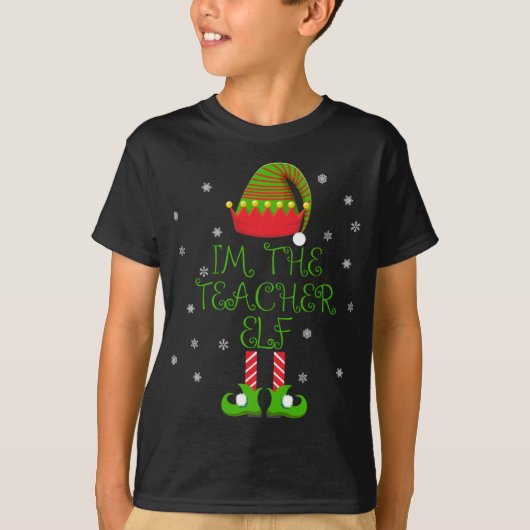私は先生小妖精や小人おもしろいクリスマス Tシャツ (正面)