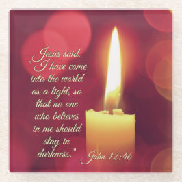 私は光来として持っているヨハネ12:46聖書の聖句 ガラスコースター