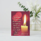 私は光来として持っているヨハネ12:46聖書の聖句 シーズンポストカード (スタンド正面)