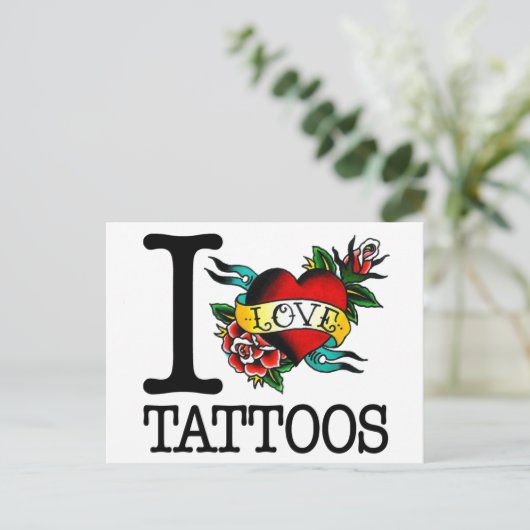 私は入れ墨入れ墨によってインクをしみ込ませられるtatのデザインを愛します ポストカード (スタンド正面)