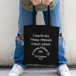 私は全てのことをフィリップ4聖書の聖句することができる トートバッグ