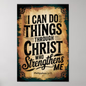 私は全てのことを行うことができるヴィンテージクリスチャン・ウォールアート ポスター (正面)