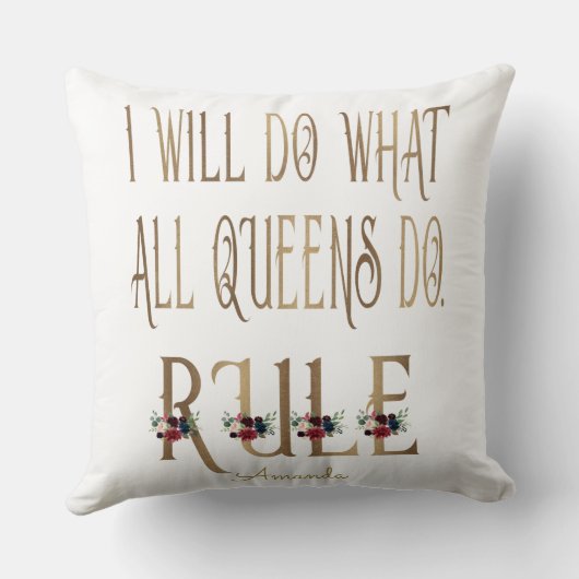 私は全ての女王がモノグラムを支配することを行う クッション (裏面)