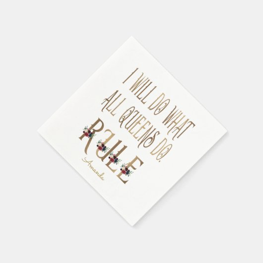 私は全ての女王がモノグラムを支配することを行う スタンダードカクテルナプキン (角)