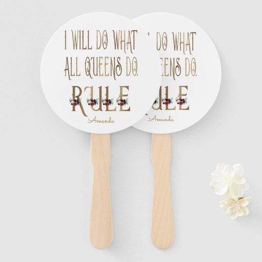 私は全ての女王がモノグラムを支配することを行う ハンドファン (正面&裏面)