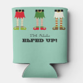 私は全て楽しんでる！クリスマスおもしろい小妖精や小人 缶クーラー (裏面)